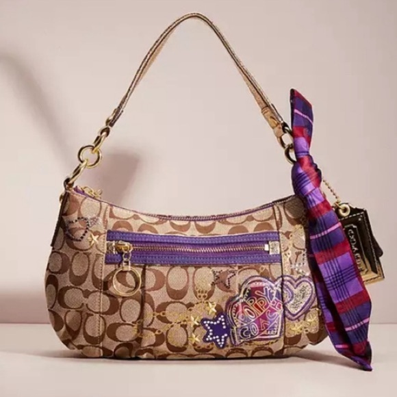 Coach Poppy Tartan Plaid Signature Glam Bag - Picture 2 of 10